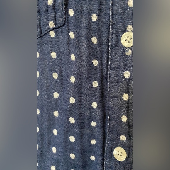 Kenneth Cole Reaction Blue White Polka Dot Cotton Gauze Button Down Size L - Picture 6 of 8